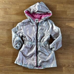 Forever Me Shimmering Silver and pink Raincoat lightweight jacket for girls